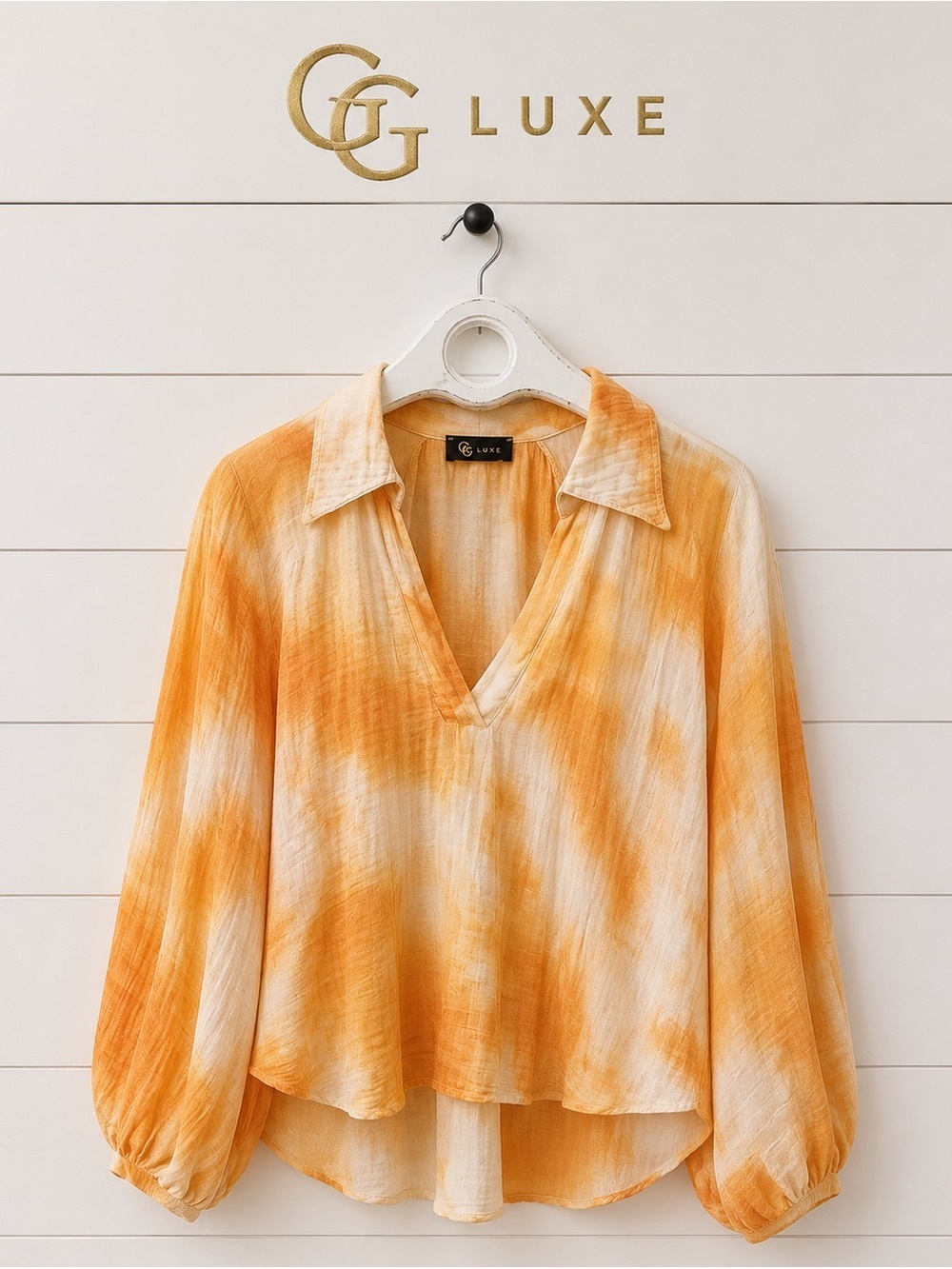GG LUXE Orange Tie-Dye Women's BLOUSE one size
